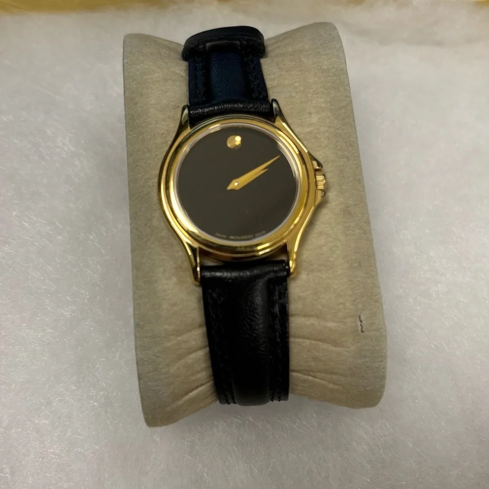 Movado Gold and Black Women's Watch - Picture 1 of 4